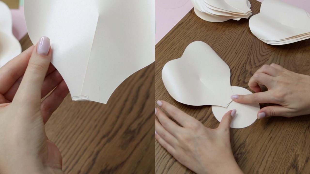 Gluing paper flower petals