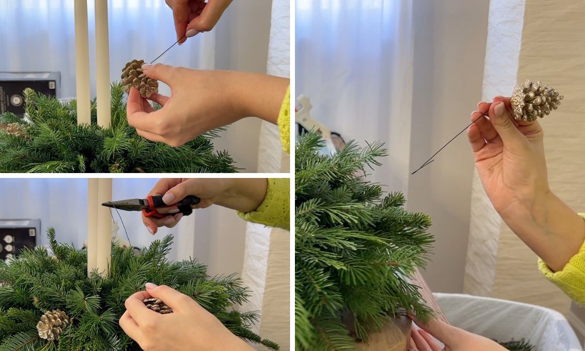 how to make a christmas centerpiece with greenery